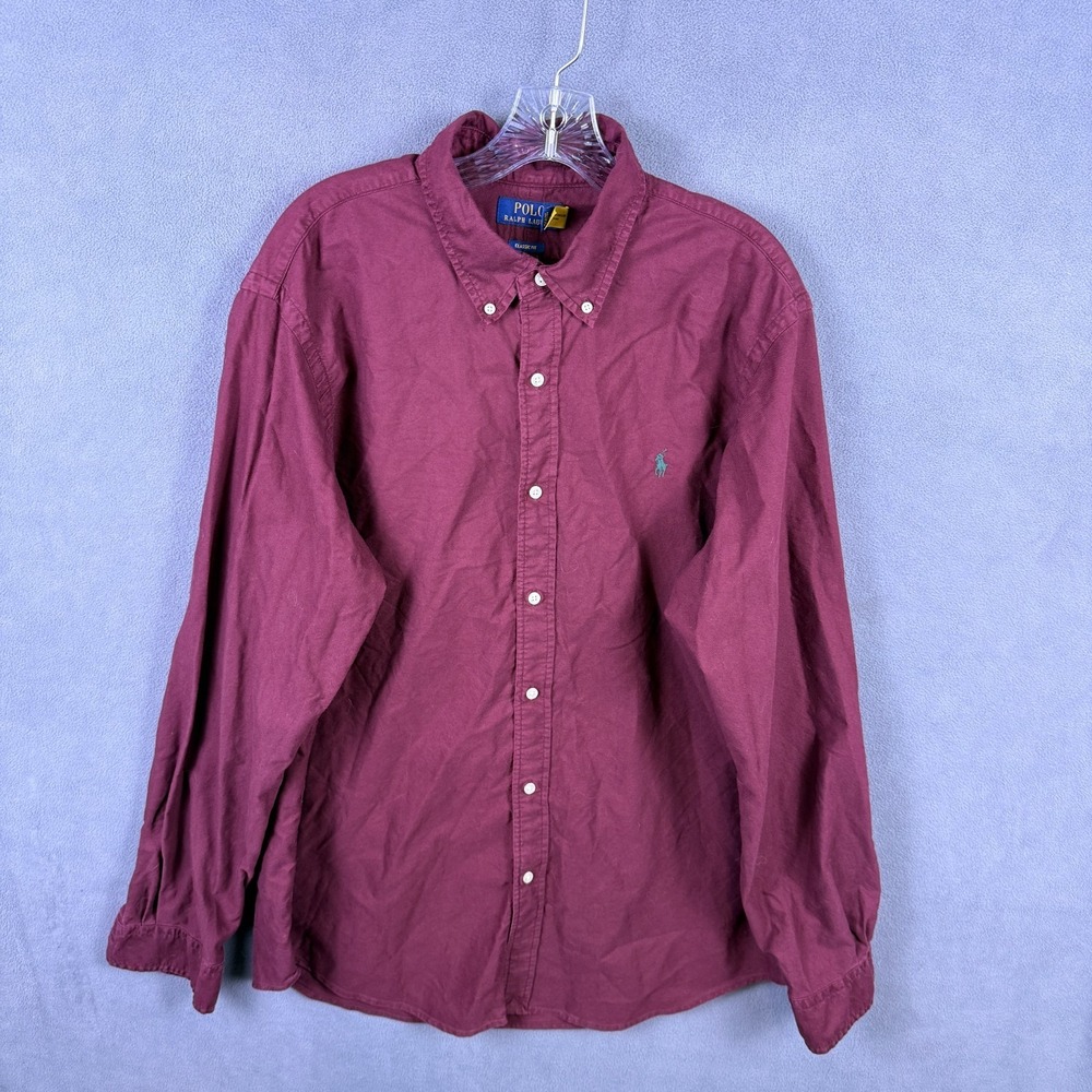Polo Ralph Lauren Button Down Shirt Mens XL Long Sleeve Classic Fit Red Preppy
